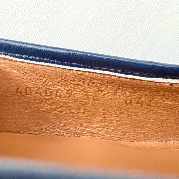 GUCCI | Navy Blue Leather Jordaan Horsebit Loafers Flats Classic Bit EU 36 - Picture 10 of 11